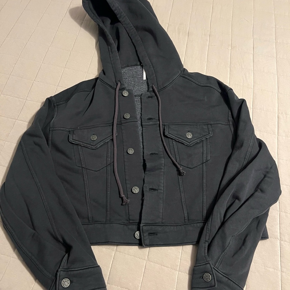 Free People Black Hooded Jacket
